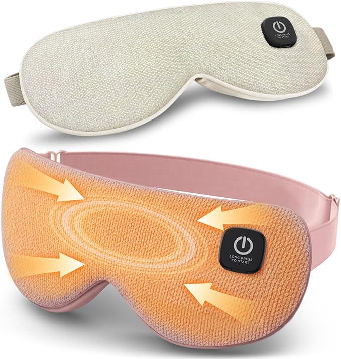 Heated Eye Mask - Cordless Eye Mask for Dry Eyes, Eye Relief, Improved Sleep, 4 Temperature, Washable Eye Heating Pad for Travel and with Replaceable Shell, Gifts for Women