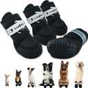Dog Shoes for Small, Medium and Large Dogs - Waterproof for Rainy Days, Fit for Winter Snow and Hot Summer Roads, with Anti-Slip Soles for Indoor Hard Floors (Black, Size 7)