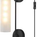 BOKT Black Wall Lights Plug in for Bedroom, Frosted Milky White Glass Wall Sconce Decor, Large Modern Wall Sconces for Living Room