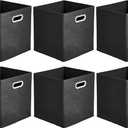 Amazon Basics Collapsible Cube Storage Organizer Bins, 6-Pack, 10.5 x 10.5 x 11 inches, Black