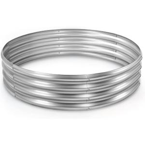 Round Galvanized Raised Garden Bed Kit, Round Galvanized Planter for Vegetables/Herbs/Flowers Heavy-Duty Steel Outdoor Water Trough (Silver, 4X4X1FT)