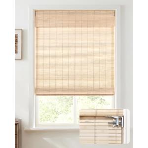 UNISHADES No Drill Cordless Bamboo Roman Shades, 3548 in, Natural | Natural material, Light Filtering, Easy Install