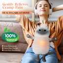 Microwave Heating Pad for Pain Relief, 17" x 15" Microwavable Stuffed Animal for Neck Shoulder, Cramps, Back Pain, Muscles, Joints, Natural Heat Pack Moist Heat, Menstrual Period, Small Gray Cat