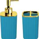 2Pack Bathroom Accessories Set, Sky Blue Bathroom Set. Bathroom Toothbrush Holder Set, Includes Dispenser and Toothbrush Holder. Bohemian Bathroom Accessories