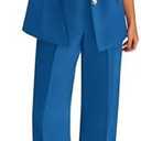 KIRUNDO Womens Suits 2 Piece Set Business Casual Blazer Jacket Wide Leg Dress Pants Suits Professional Work Office Outfits L