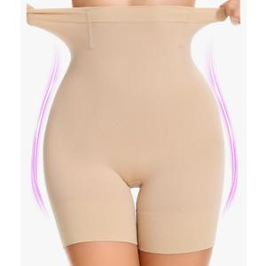 SIMIYA Shapewear Tummy Control Shorts for Women, 5-IN-1 Body Shaper High Waisted Girdle Boyshort Slip Short for Under Dresses, Nude, L
