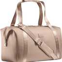 Fit & Fresh Neoprene Weekender Bag for Women  Carry-On Friendly Travel Duffel with Expandable Sides, Trolley Sleeve & Pockets  Lightweight, Water-Resistant Overnight Bag for Weekend Trips + Gym (Taupe)