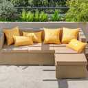 MIULEE Outdoor Waterproof Throw Pillow Covers Set of 2 Spring Hello Sunshine Decorative Outdoor Square Pillowcases for Chair Patio Garden Couch Tent Balcony Sofa Summer Yellow 18x18 Inch, Yellow