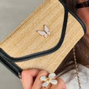 Women's Vintage Woven Straw Handbag Bohemian Style Elegant Handbag for Party, Holidays and Daily Use, Pack of 1