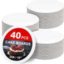 40-Packs Cake Boards 10 inch Round, Cake Boards White Cake Board Rounds, White Cake Circles Rounds Base Food-Grade Cardboard Cake Plate for displaying Cakes, Bread, DessertsThin and Sturdy
