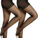 2 Pairs Women's Toeless Pantyhose - 20D Open Toe Sheer Tights Nylons Stockings with Control Top (Black, S)