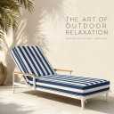 Outdoor Chaise Lounge Cushion Set of 2, Olefin Waterproof & Fade Resistant, Patio Lounge Chair Cushion, Thick Lounger Pad with Removable Cove, 75 x 23 x 6 Inches, Stripe Blue and White