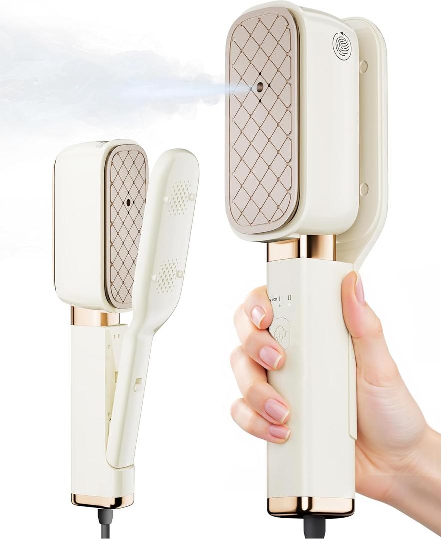 Travel Steamer for Clothes, 15S Heat Up1000W Portable SteamerSteam & Iron & Press 3 in 1,Deep Wrinkle Removal, Heat-protective Gloves & Storage Bag,180 Flip Handle Design for Travel & Home (white)