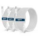 UCALMA USB C to USB C Cable [6FT+6FT+10FT] 3Pack 60W Long iPhone 17 16 15 Charger Cord Type C to C Cable Fast Charging for Apple iPhone 17 16 15 Pro Max Plus/MacBook Air/iPad Air/Samsung Galaxy (White)