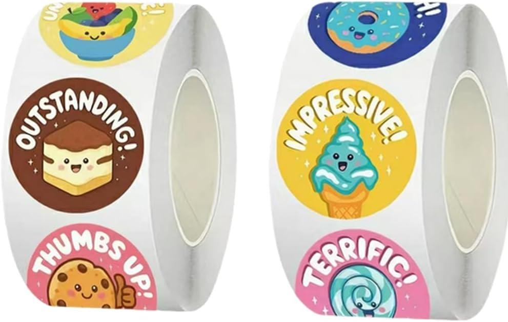 1000 Pieces 1Inch Mixed Dessert Stickers 20 Different Designs Water Bottles Scrapbooking Luggage Computer Decor School for All Ages Family Party Game Bag Supplies