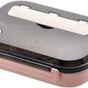 Insulated Lunch Boxes with a separate soup bowl, Stainless Steel Bento Box with Lid, 4‑Grid Portable Box with Spoons, Chopsticks and Lunch Bag, Leakproof Lunchbox Set for Work Travel Camping (Pink, 1.5L)