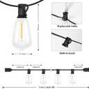 Brightever LED Outdoor String Lights 60FT with 32 Shatterproof ST38 Vintage Edison Bulbs, Outside Hanging Lights Waterproof for Patio, Porch, Deck, Garden, Backyard, Balcony, 2700K Dimmable
