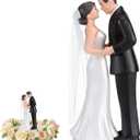 Remerry 4.5" Wedding Bride and Groom Cake Topper Vintage Elegant Wedding Cake Topper Couple Figurine Novios Para Pastel for Engagement Romantic Funny Couple Statue Anniversary(Romantic Era, White)