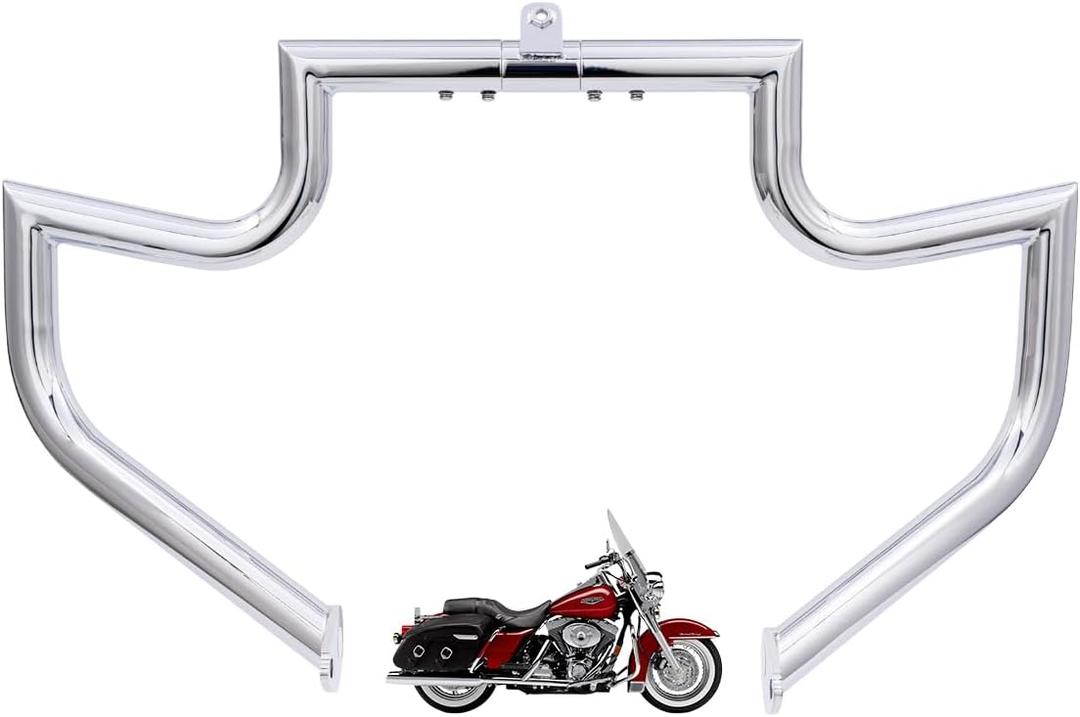 1.5" Crash Bar Engine Guard Highway Freeway Bar for Harley Davidson Touring Road King Street Glide Electra Glide CVO and Trike Models (Chrome, Fit for 1997-2008 Touring)