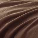JIYUAN 100% Washed Cotton Fitted Sheet 1Piece, Deep Pocket Bottom Sheet Fits Mattress up to 17", Linen Like Comfy and Breathable for All Seasons, Twin Size, Chocolate Brown