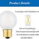Beonllay 25 Watt Light Bulbs Equivalent E26 Frosted Globe Light Bulb, 2W LED Light Bulb 2700K Warm White G16.5 Light Bulb, Frosted Glass, 6 Pack