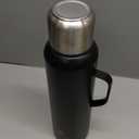 Insulated Vacuum Thermo Bottle 1500ml/50.7oz with Cup Stainless Steel Coffee Bottles for Hot and Cold Drink Water Flask.(Black, with Handle, 1500ml)