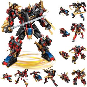 QLT QIAOLETONG 12 in 1 Transforming Mecha Robot Building Set,Mech Model Building Kit, 542 PCS Compatible with Lego Ninja Mech Warrior Cool Robots Toys Gift for Adults and Kids Boys 6 7 8 10+ (Multicolor)