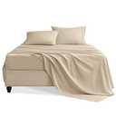 Swiftify Queen Sheet Set, 4 Pieces Hotel Luxury Soft Microfiber Queen Bed Sheets Set, Deep Pockets, Oeko-Tex Sheets with Elastic, Breathable, Wrinkle Free (Beige, King)