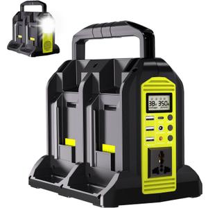 350W Power Inverter for Ryobi 40V Li-ion Batteries,4-Port Supply Inverter Generators Converter DC 40V to AC110V ~120V with LED Light,3 USB-A,1 Type-C,1DC Port, for Outdoor Travel Camping