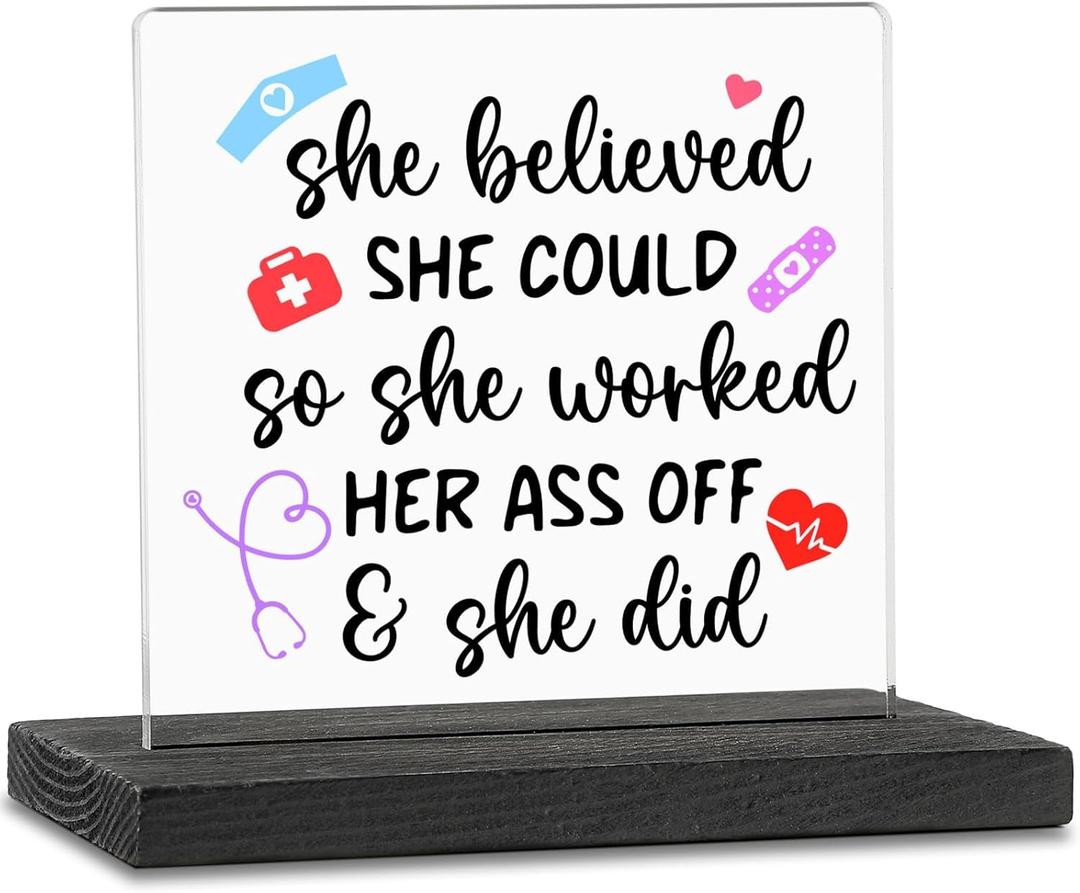 Thank You Gifts for Nurses, Nurse Appreciation Gifts for Women, Nursing School Gifts, Nurses Week Gifts, Nursing Graduation Gifts for Her, Women, Acrylic Plaques Decor