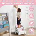 TPN Toddler Step Stool for Bathroom Sink and Potty Training Durable Anti-Slip,Anti-Tip A-Frame,10-Second Assembly, 2-Step Potty Stool with Wide Steps (Pink)