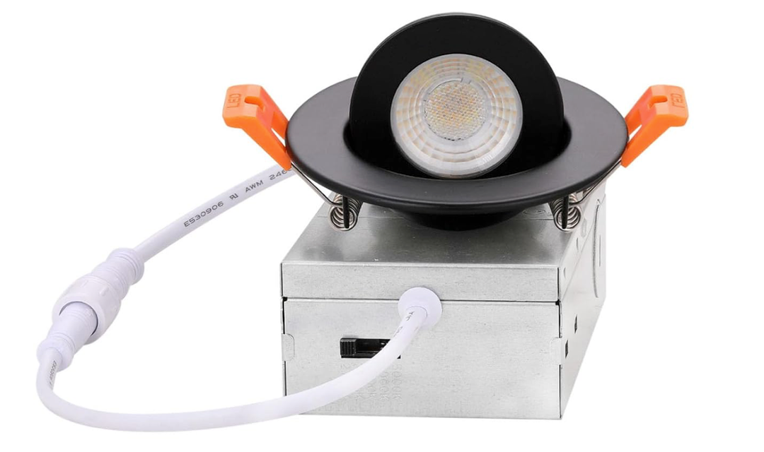 ZYC Gimbal LED Recessed Lighting - 3 Inch 5CCT 7W 360 Rotation Adjustable Eyeball Light,LED Swivel Spotlight,Directional Sloped Ceiling Light,Dimmable Canless Wafer Downlight Pack of 4 Black.