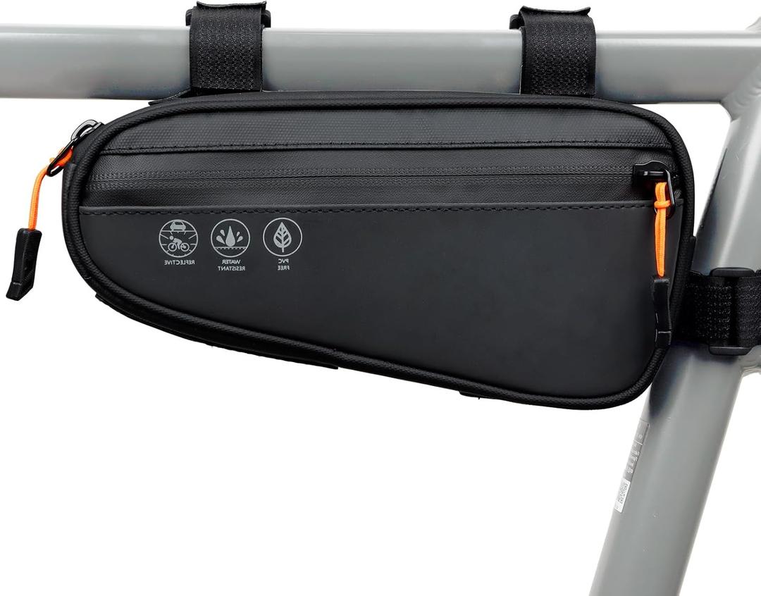 NDakter Bike Triangle Frame Bag, Bicycle Storage Pouch with 2 Side Pockets, 3-in-1 Top Tube Bags for Phone, Waterproof Cycling Tool Accessories Pack for MTB Mountain Road Bikes1.2L