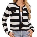 Cropped, Button-Down Cardigan With a Crew Neck and Long Sleeves Sweater. M