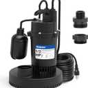 Acquaer Automatic Sump Pump, Submersible Water Pump with 3/4Garden Hose Check Valve Adapter, Thermoplastic Utility Transfer Pump for Flooded Basement Pools Tub Draining, 1/2 HP 4060GPH 10ft Cord
