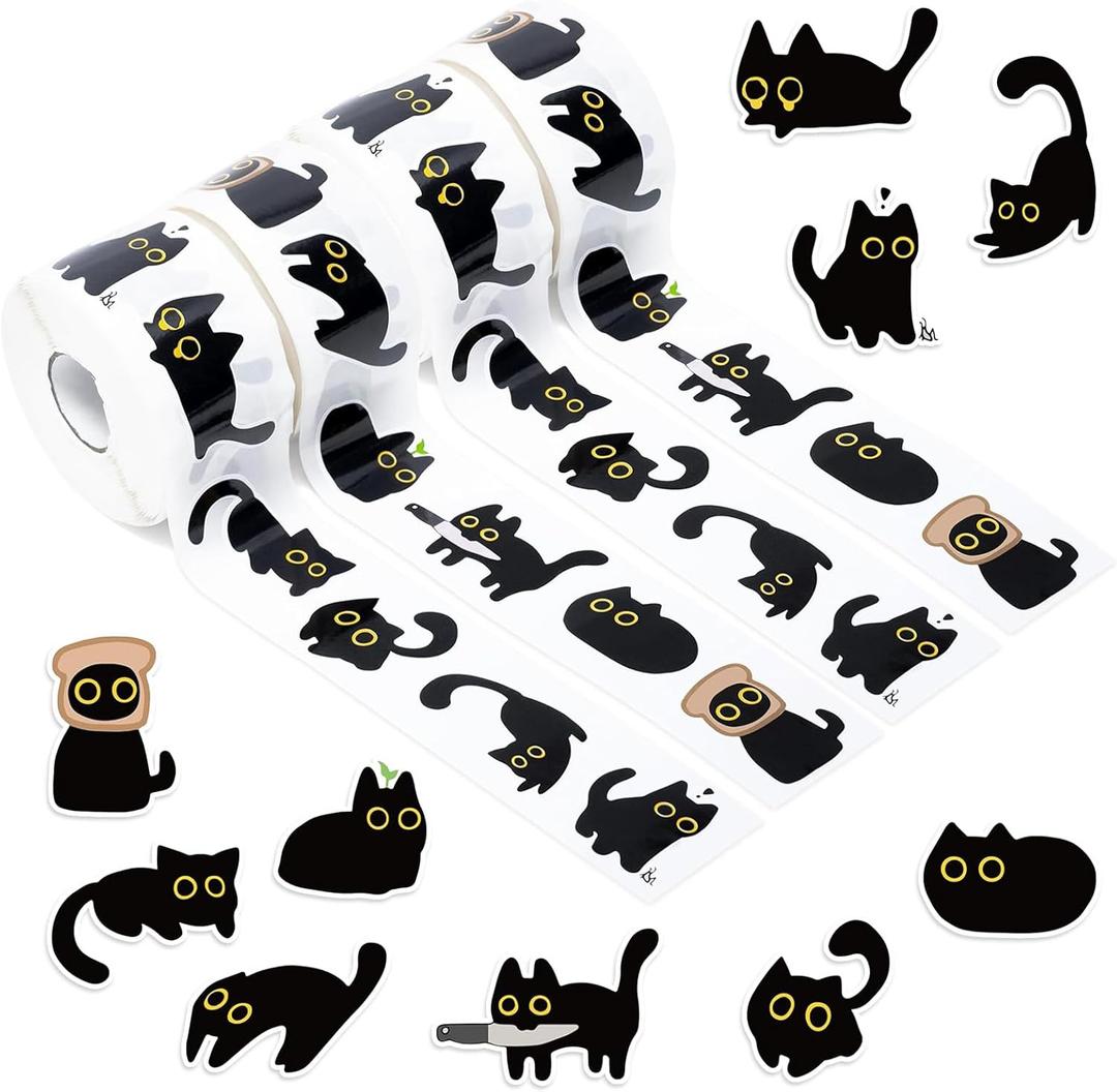 2000 PCS Black Cat Stickers, Warrior Cats Sticker Cute Kawaii Cartoon