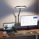 Premium LED Desk Lamp for Home Office Eye-Caring Double Side Light with Knob Remote, Stepless Dimming & Color, Memory, Metal Table Lamp for Zoom, Studying, Video Conference, Flicker-Free, Glare-Free