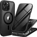 BERFY for iPhone 13 Pro Max Case, Compatible with MagSafe, Built-in Privacy Screen Protector and Camera Protection, Anti-Spy Full Body Shockproof Clear Phone Case for 13 Pro Max 6.7", Black