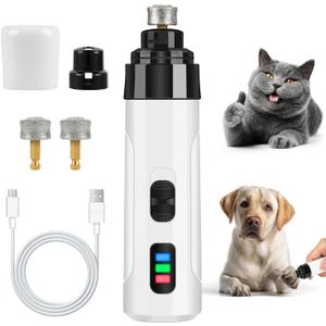Silent Groom Pro Nail Grinder, 2025 Dog Nail Trimmer Rechargeable USB Charging Pet Nail Grinders for Dog Cat Home Use (White)
