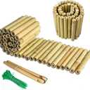Jollybower 8x39IN Natural Bamboo Edging, Bamboo Garden Border Edging, Outdoor Landscape Edging for Decorative Garden, Patio Flower Garden Bed, Lawn, Yard, Pool Fences1Pc with 3 Short Poles