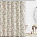 Extra Long Beige Shower Curtain Floral Cotton Linen Cottagecore Shower Curtain for Bathroom 84" L x 72" W