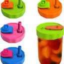 4 Pack Silicone Wide Mouth Mason Jar Lids with Straw for Ball, Kerr and More,Food Grade Canning Jar Drinking Lids,Storage Caps for Mason,Leak-Proof