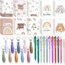 Ctosree 150 Pcs Teacher Inspirational Gifts Bulk for Women Employee Appreciation 50 Mini Rainbow Pocket Notebooks 50 Motivational Keychain 50 Thank You Pen for Valentines Office Gifts Nurses Team