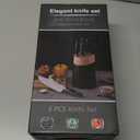 6-Piece Knife Block Sets Stainless Steel Kitchen Knife Set with Block High Carbon Black Knives, Dishwasher Safe Holiday Gift