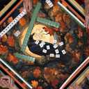 Halloween Fall Black Raven Mahjong Mat 31.5" x 31.5"