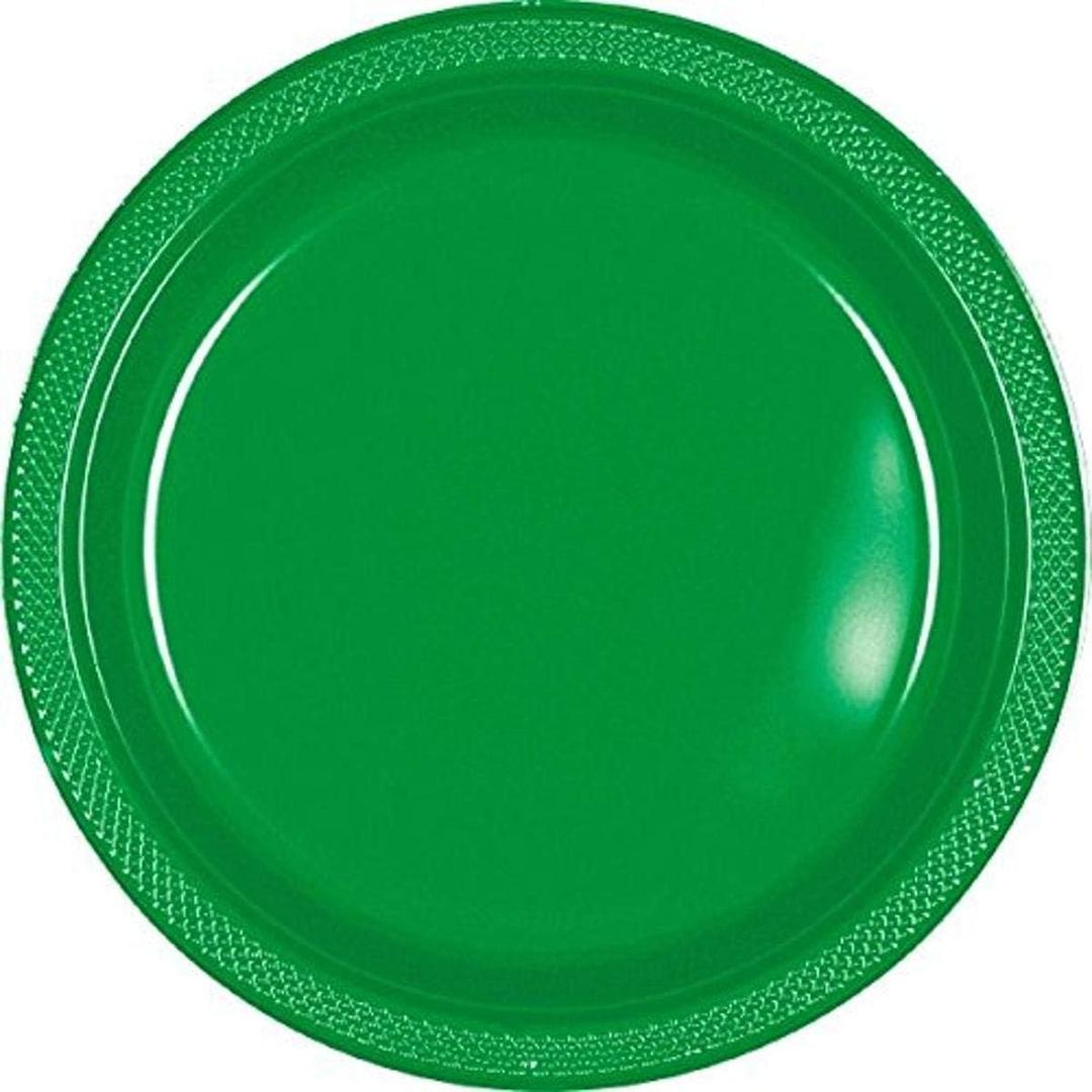 Vibrant Round Festive Green Plastic Plates - 9" (10 Packs of 20) - Premium Quality Design, Ideal for Any Event or Party - 200 Pc.