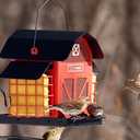 Bird Feeders for Outdoors Hanging, 5LBS Large Bird Feeder with 2 Suet Cage, Red Barn Metal Birds Feeder for Outside, Weather Resistant Cardinal Feeders, ldeal Birds Watching Gifts (Red)
