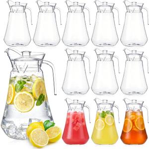 Tessco 12 Pcs Plastic Pitchers 60 Oz Clear Water Beer Jug Large,Modern