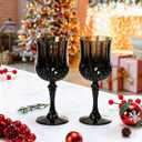 XUWAIDSGN 7oz Plastic Vintage Wine Glasses Drinking Glasses Unbreakable Wedding Glassware Crystal Water Goblets Reusable Drinkware Vintage Champagne Flutes (24, Black)
