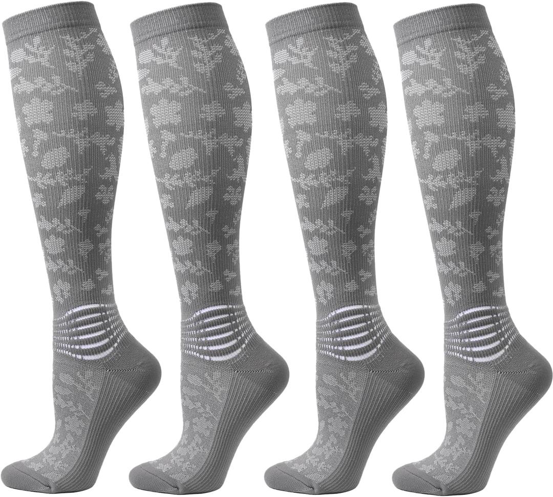 IRAMY Compression Socks for Women Ankle Support Gradient Compression Coolmax Wicking Knee High Socks 2 Packs (Large)